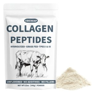 Collagen Peptides Powder, 28 Servings, Hydrolyzed Collagen, Type I & III, Grass Fed, Unflavored, Rich In Key Amino Acids And Minerals, For Smoothies, Coffees, Cooking, Baking, And Teas-340g, VBSWAP