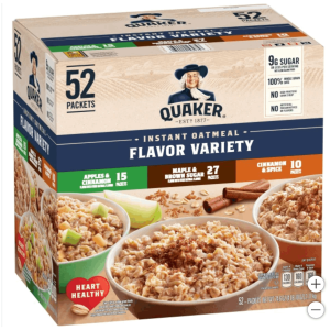 52 Packets - Premium Instant Oatmeal Variety Pack, 3 Flavors: Maple, Apple, Cinnamon