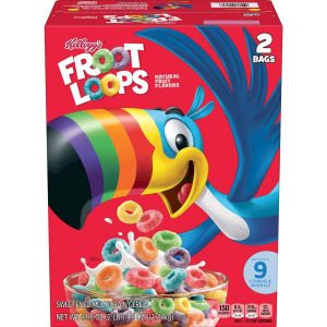 Froot Loops Breakfast Cereal 43.6 oz, Colorful Fruity Cereal Rings with Crunchy Texture and Sweet Flavor, Fun and Wholesome Breakfast Choice Enriched with Essential Vitamins and Minerals, Large 43.6 oz Family Size Box Perfect for Homes, Schools, Offices, and Bulk Pantry Storage, Great with Cold Milk, Warm Milk, or Dairy Alternatives for a Versatile Breakfast, Loved by Kids and Adults for Its Bright Colors, Irresistible Taste, and Crispy Crunch, Excellent Option for School Lunch Programs, Daycare