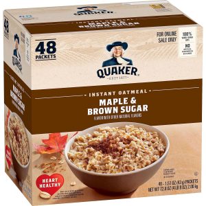 Quaker Instant Oatmeal ?C Maple & Brown Sugar Flavor, 1.51 oz Individual Packets, 48 Count Box, Quick & Easy Breakfast