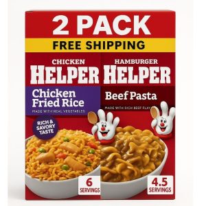 Chicken Helper Chicken Fried Rice 7 oz + Hamburger Helper Beef Pasta 5.9 oz | Meal Kit Variety Pack (7+1 Boxes)